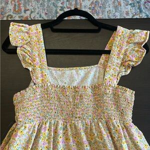 Universal Thread Flutter Sleeve Floral Midi Dress W Stretchy Back, XS